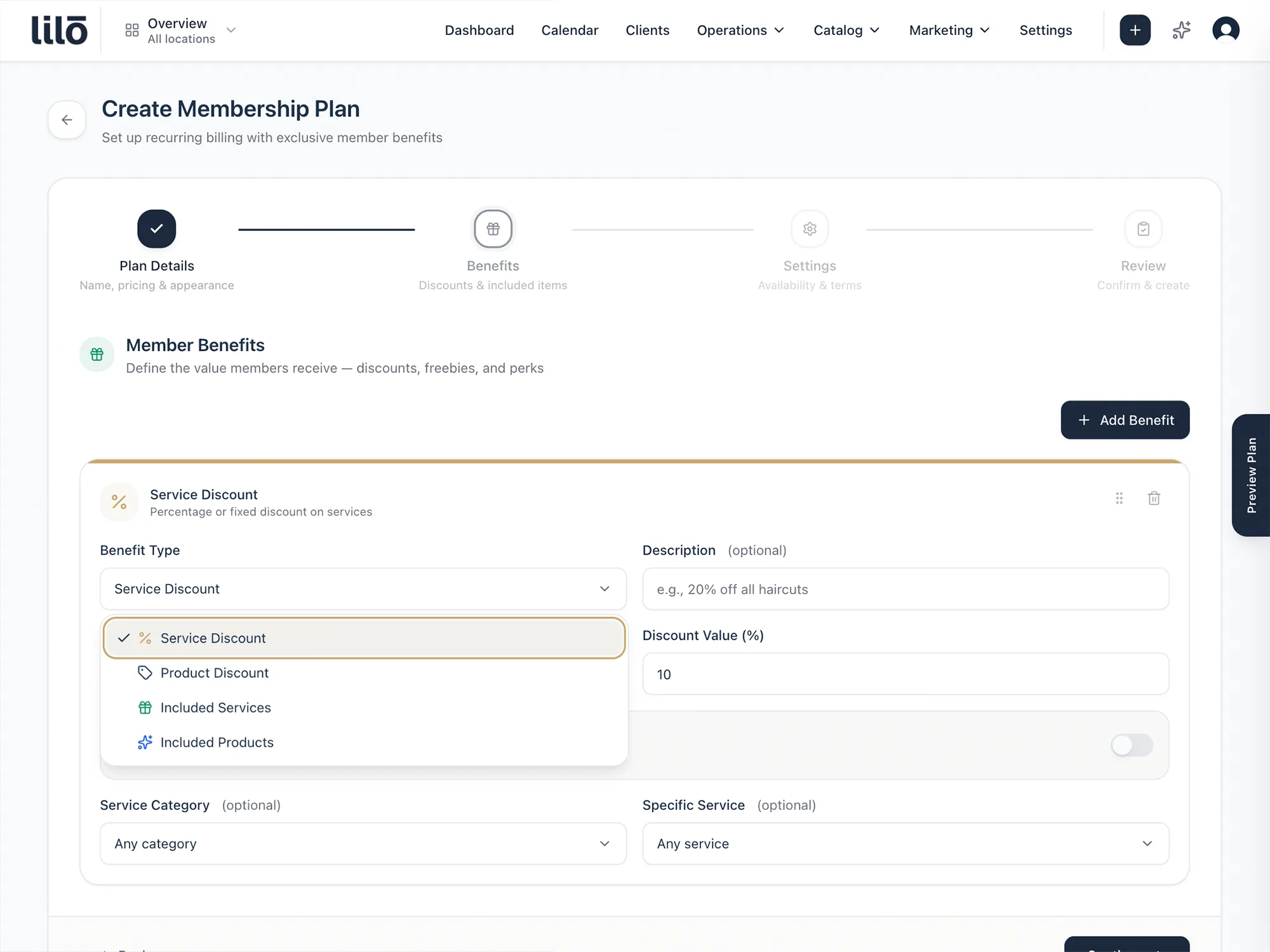Membership plan settings