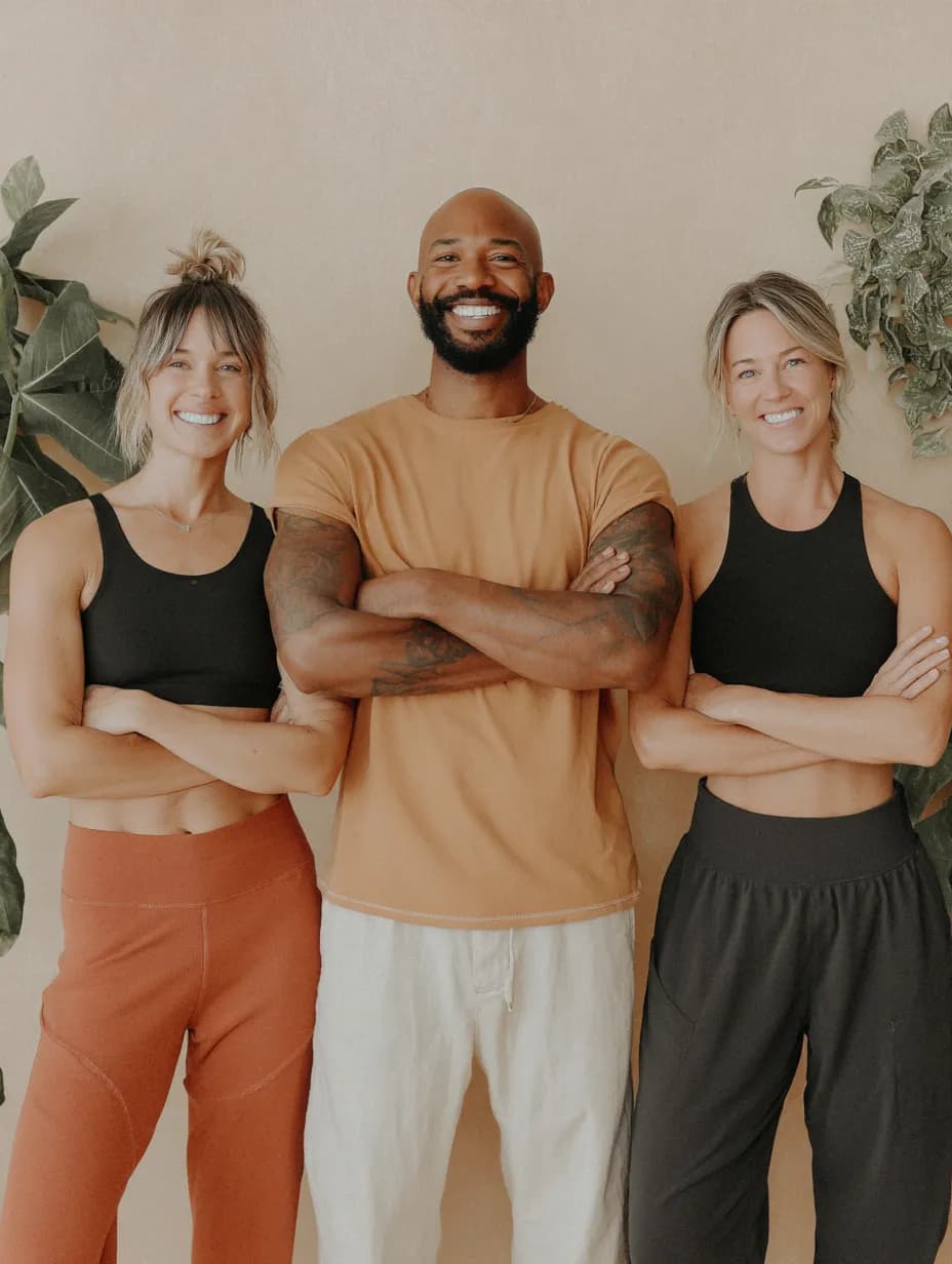 Happy team members smiling together